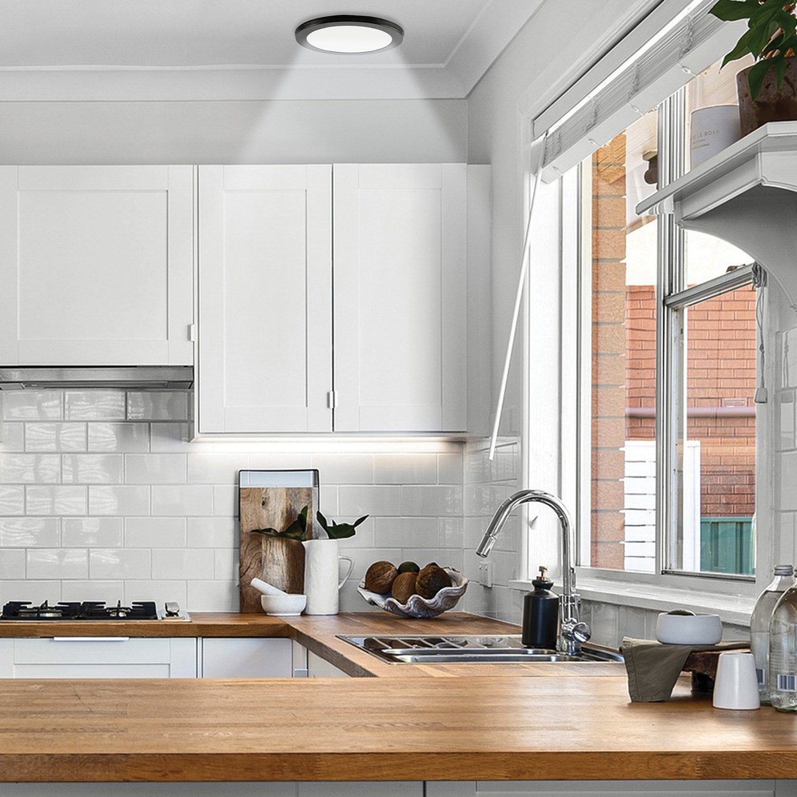 Brilliant Calle 30cm 24W Tri-Colour Black LED Oyster Ceiling Light Plug-In DIY Surface Mounted 22316/06