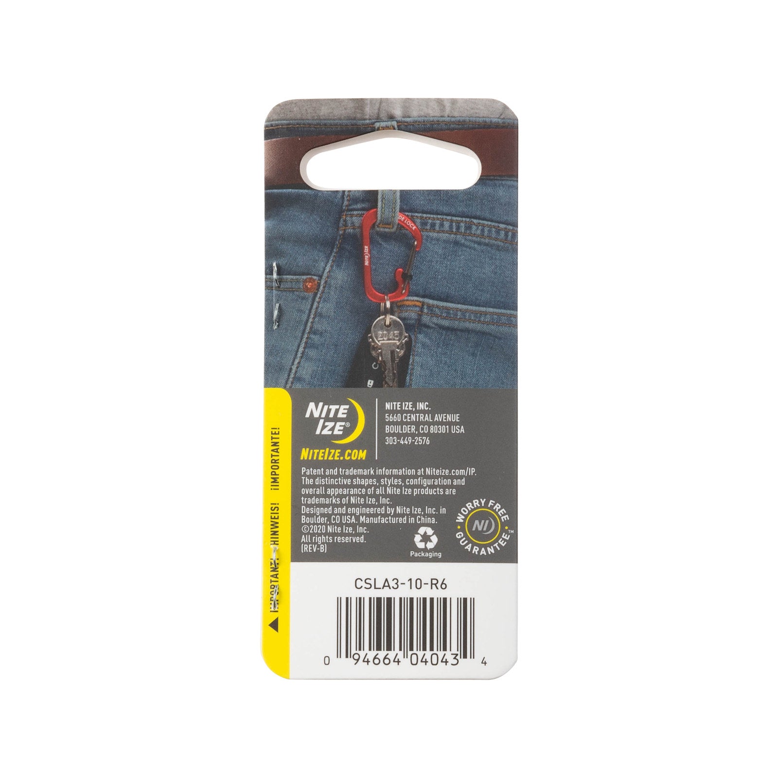 Nite Ize SlideLock Aluminium Carabiner #3 - Red