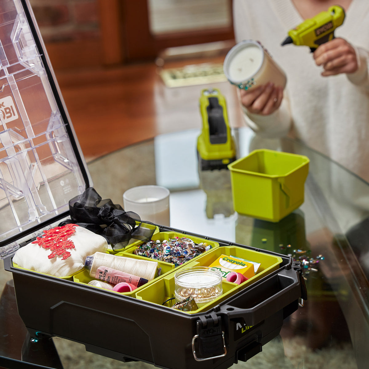 Ryobi LINK Small Compact Parts Organiser, Detachable Bins, Modular Storage RLORGCH