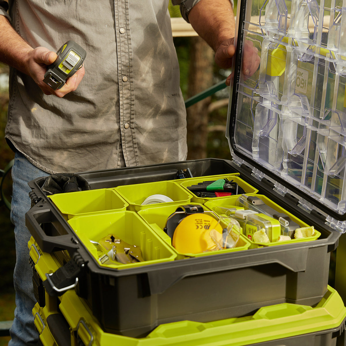 Ryobi LINK Small Parts Organiser, Detachable Bins, Adjustable Dividers, Modular Storage RLORGC