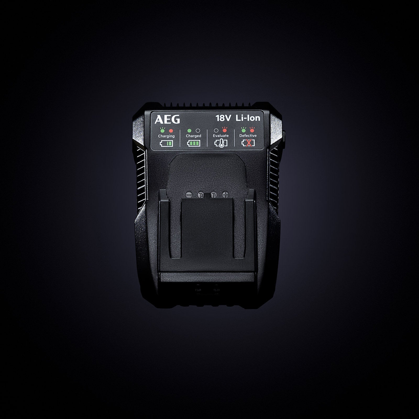 AEG 18V Battery Charger, Orange/Black, LED Display, Wall Mountable A18SPC30