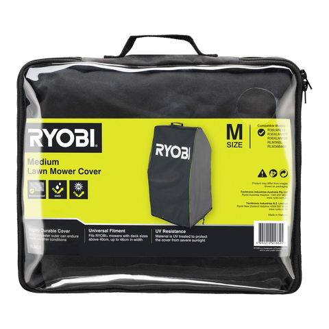 Ryobi Medium Lawn Mower Cover, 600D Polyester, Water Resistant, Decks 40-46cm