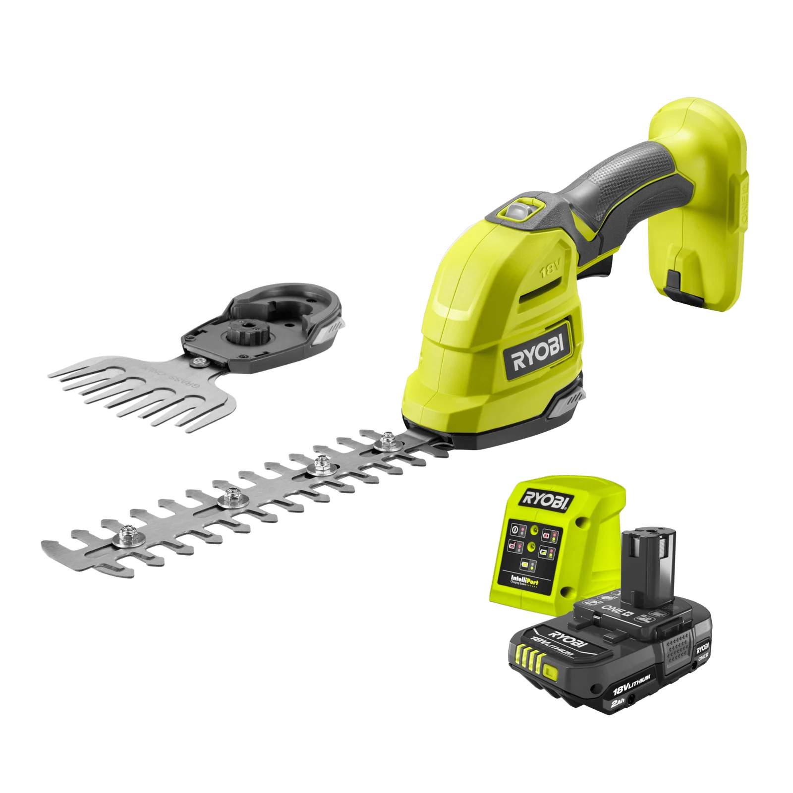 Ryobi 18V ONE+ Hedge and Grass Shears Cordless Kit, 200mm Blade, 2.0Ah R18HTR132