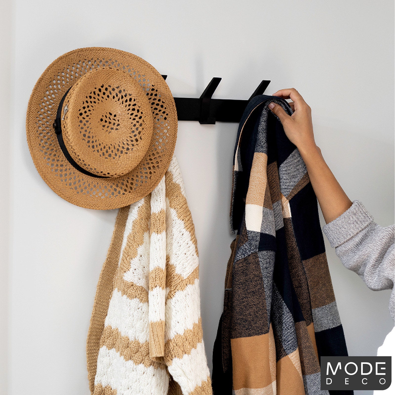 MODE 4 Hook Sliding Hat & Coat Rack, Black Board with Adjustable Hooks