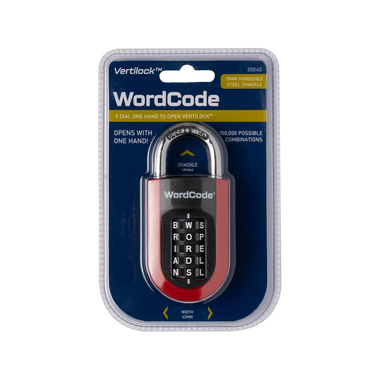 Wordcode 43 x 92mm Steel Vertilock 5 Dial Stacker Combination Padlock