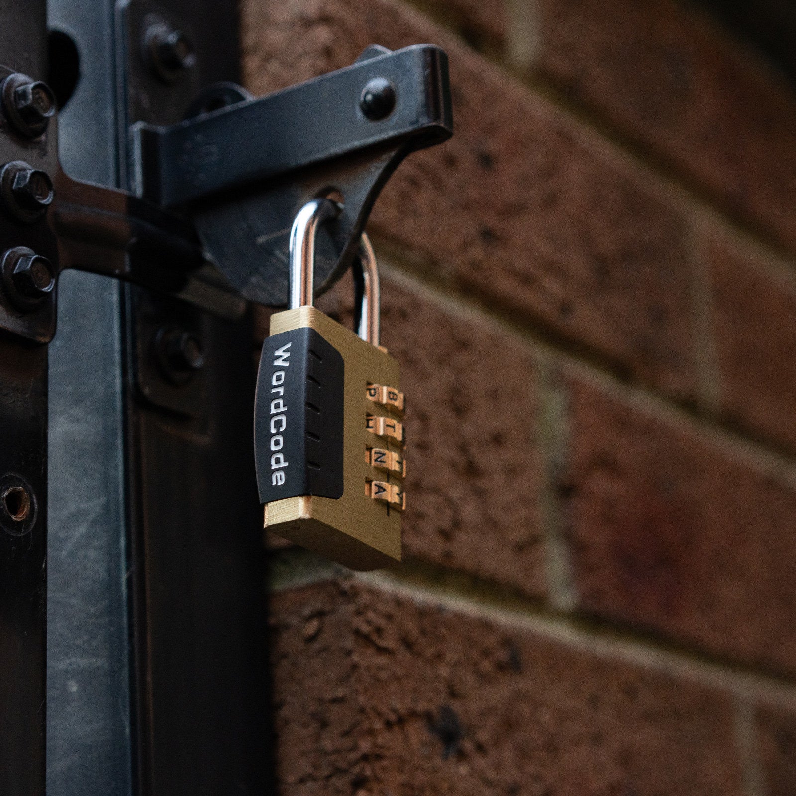 Wordcode 38mm Brass 4 Dial Resettable Combination Padlock