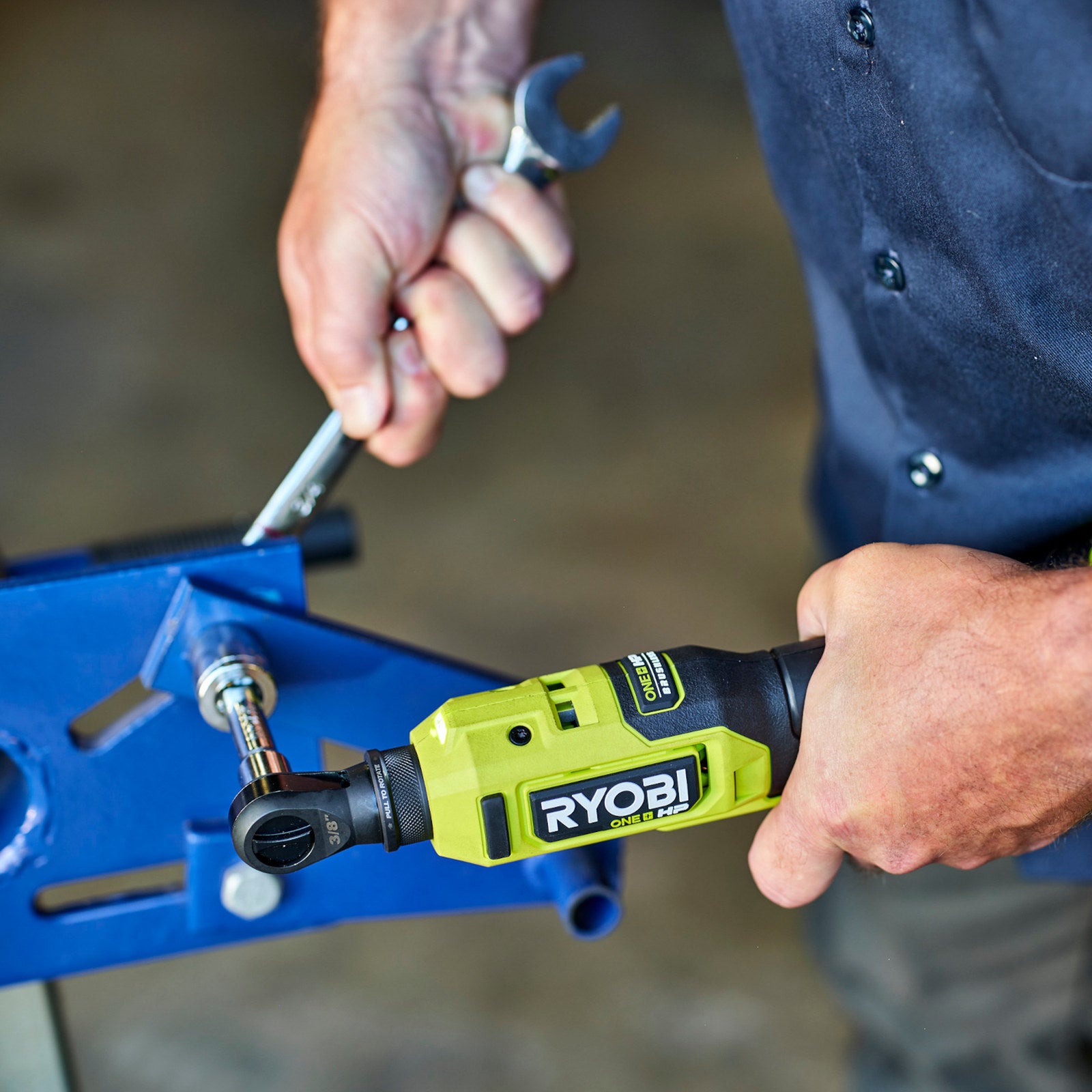 Ryobi 18V ONE+ HP Brushless 3/8" Compact High-Speed Ratchet - Skin RRW18C