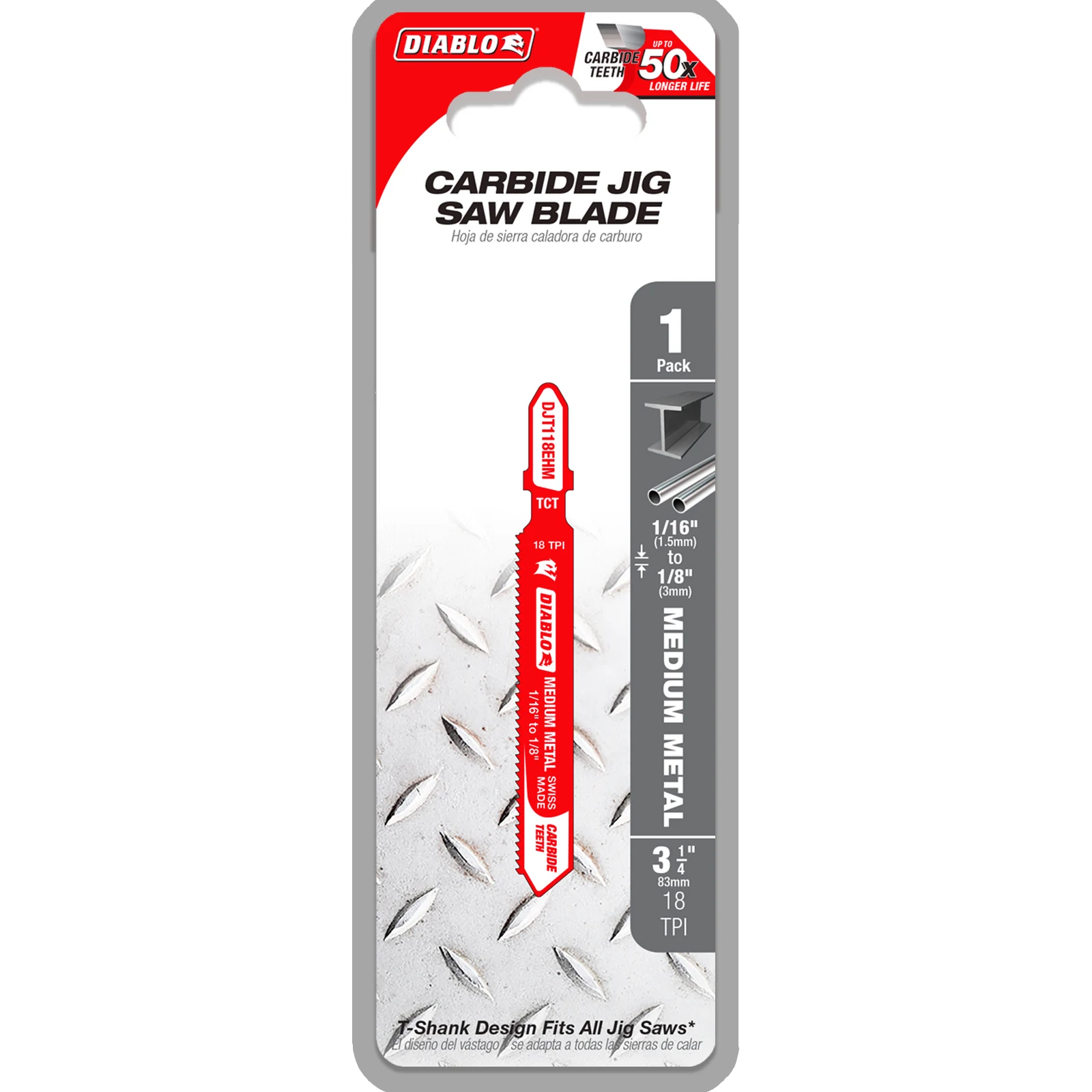 Diablo 83mm 24 TPI Carbide T-Shank Jig Saw Blade for Medium Metal