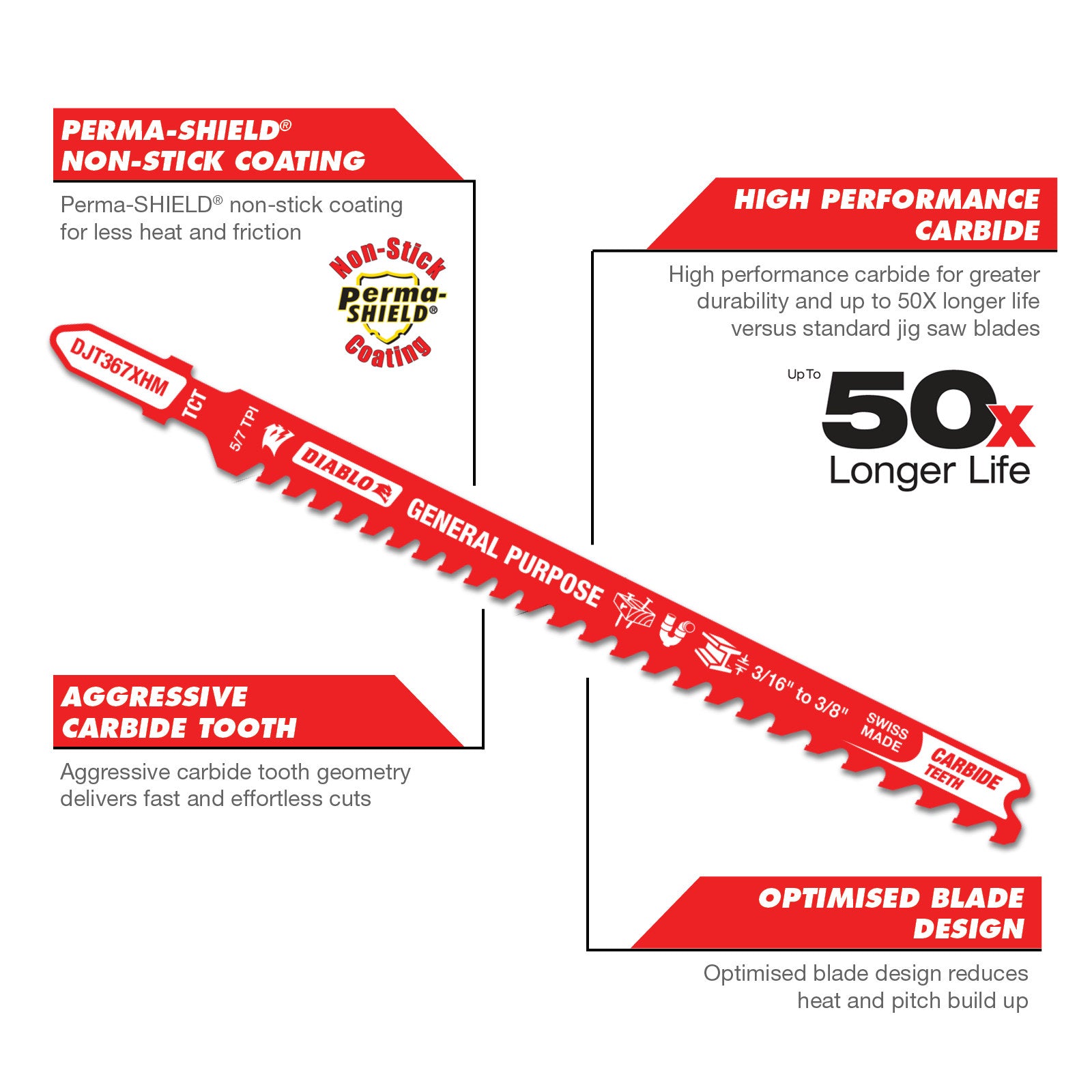 Diablo 132mm Tungsten Carbide Jig Saw Blade for General Purpose