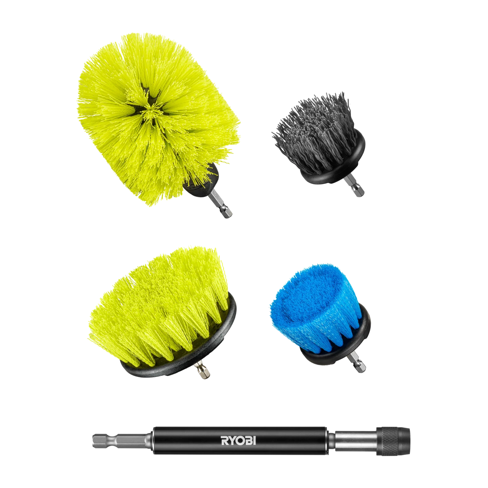 Ryobi 5 Piece Drill Brush Set with Extension Bar