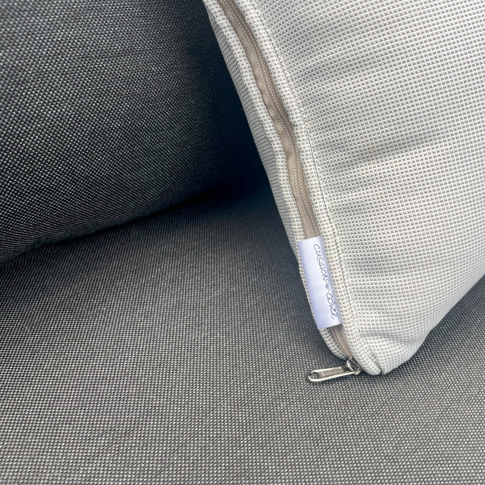 Cushion-to-Cover Single Lounge Furniture Cover with 48 x 48cm Oatmeal Outdoor Cushion