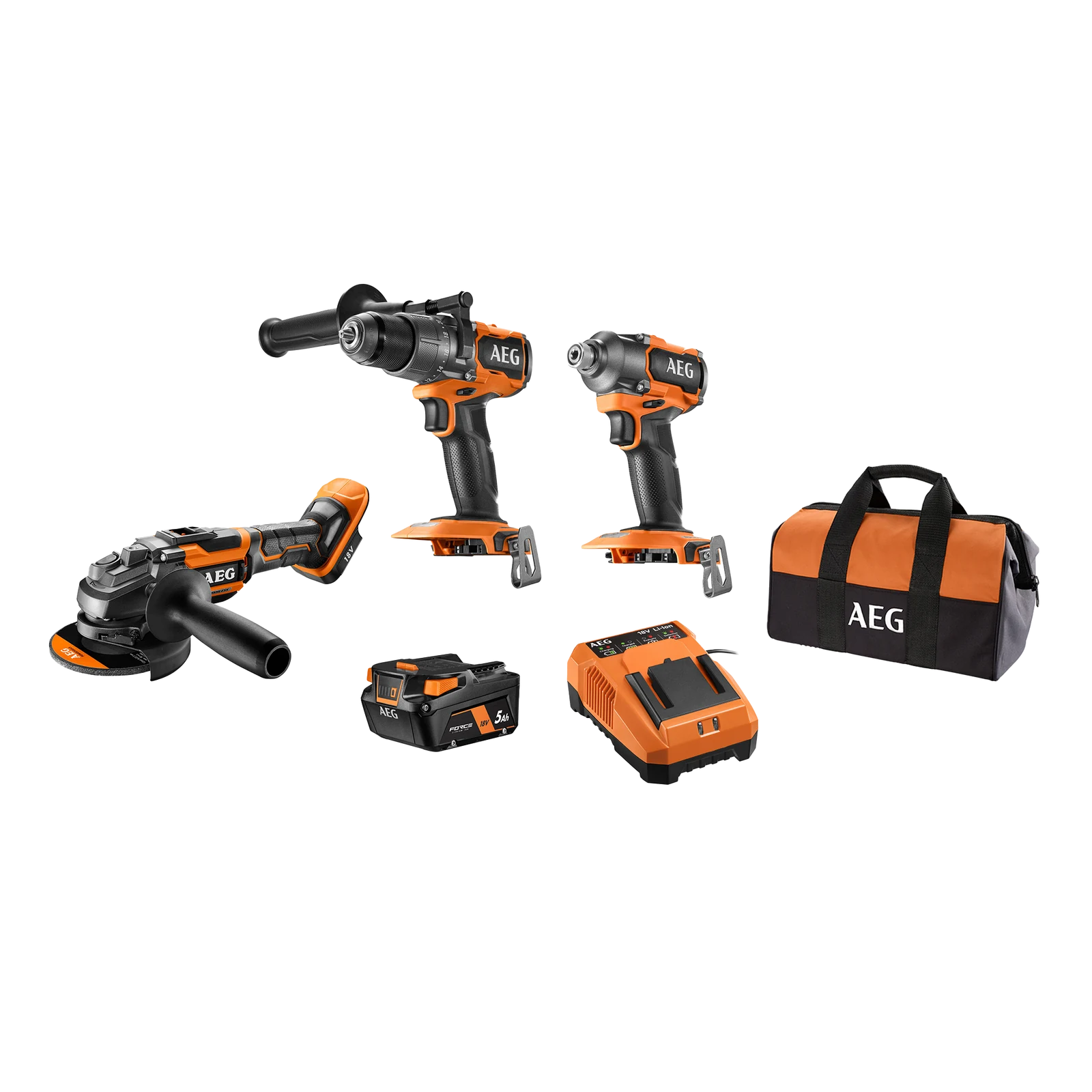 AEG 18V Brushless 3-Piece 5.0Ah Cordless Force Kit A18X3B51B