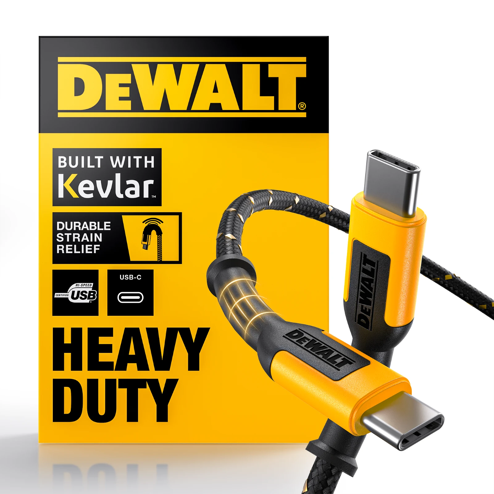 DeWALT USB-C to USB-C 1.8m Kevlar Reinforced Charging Cable