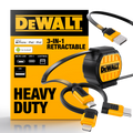 DeWALT 1m 3-In-1 Retractable Charging Cable Lightning Type-C Micro-USB Kevlar 1311364DWE