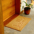 Hello Coir Outdoor Doormat 50 x 80cm Beige with Non-Slip PVC Backing Dirt Trapper