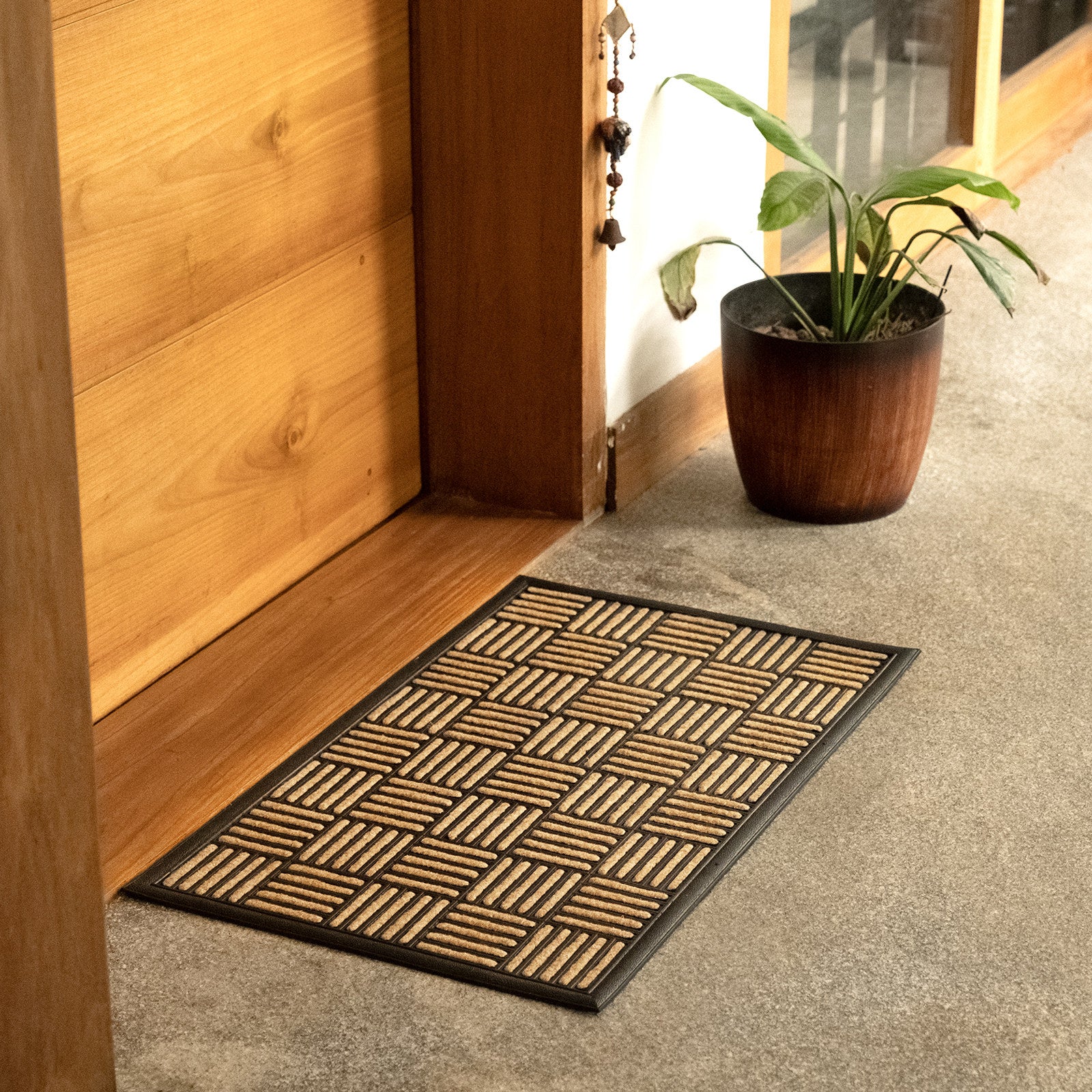 Bali Grid Coir & Rubber Outdoor Door Mat 45 x 75cm