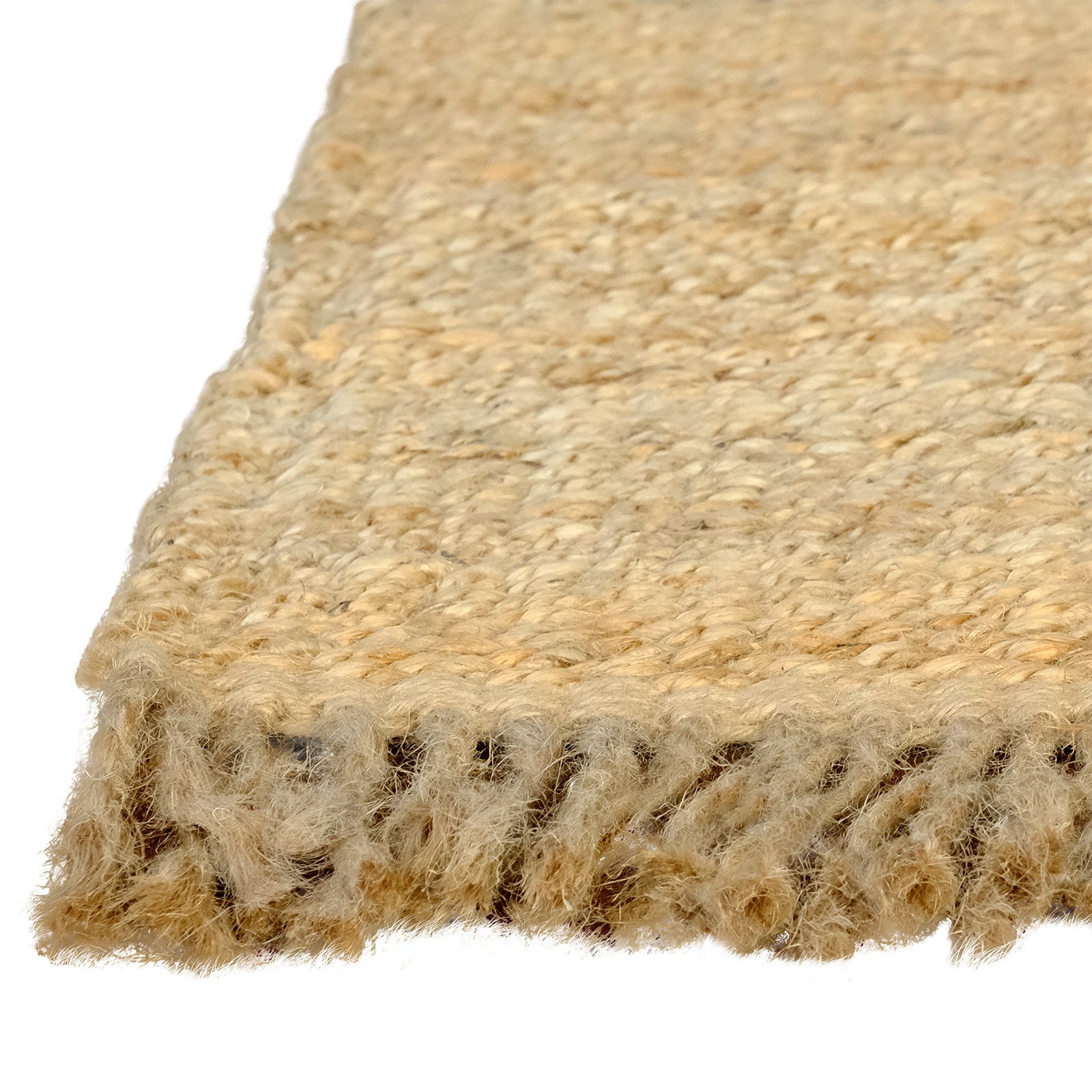 Frilled Jute Fibre Woven Indoor Door Mat 40 x 60cm Brushed Finish