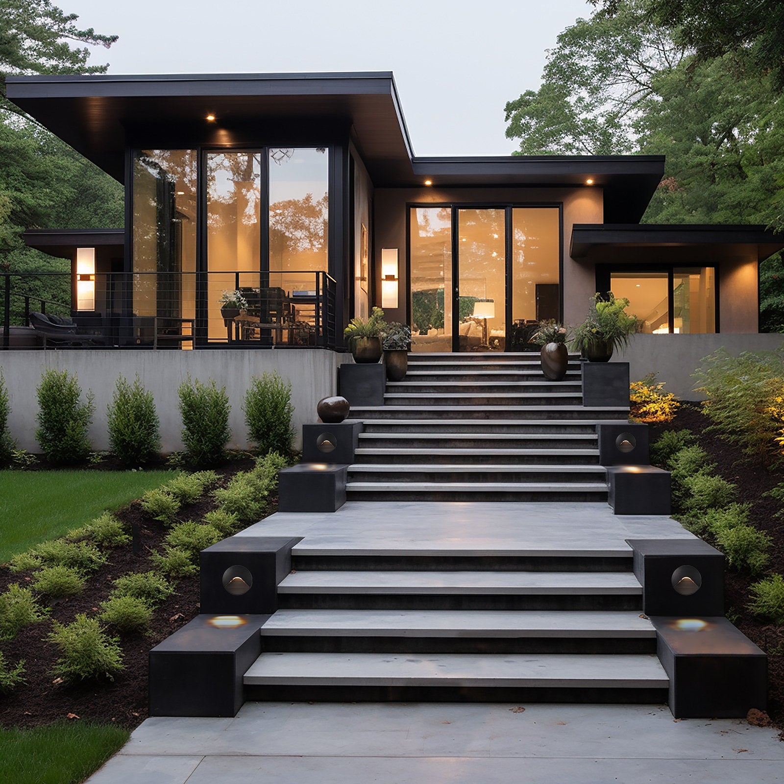 Brilliant Black Sanur 2W 13cm Modern Outdoor Wall and Step Light Hardwired 22589/06