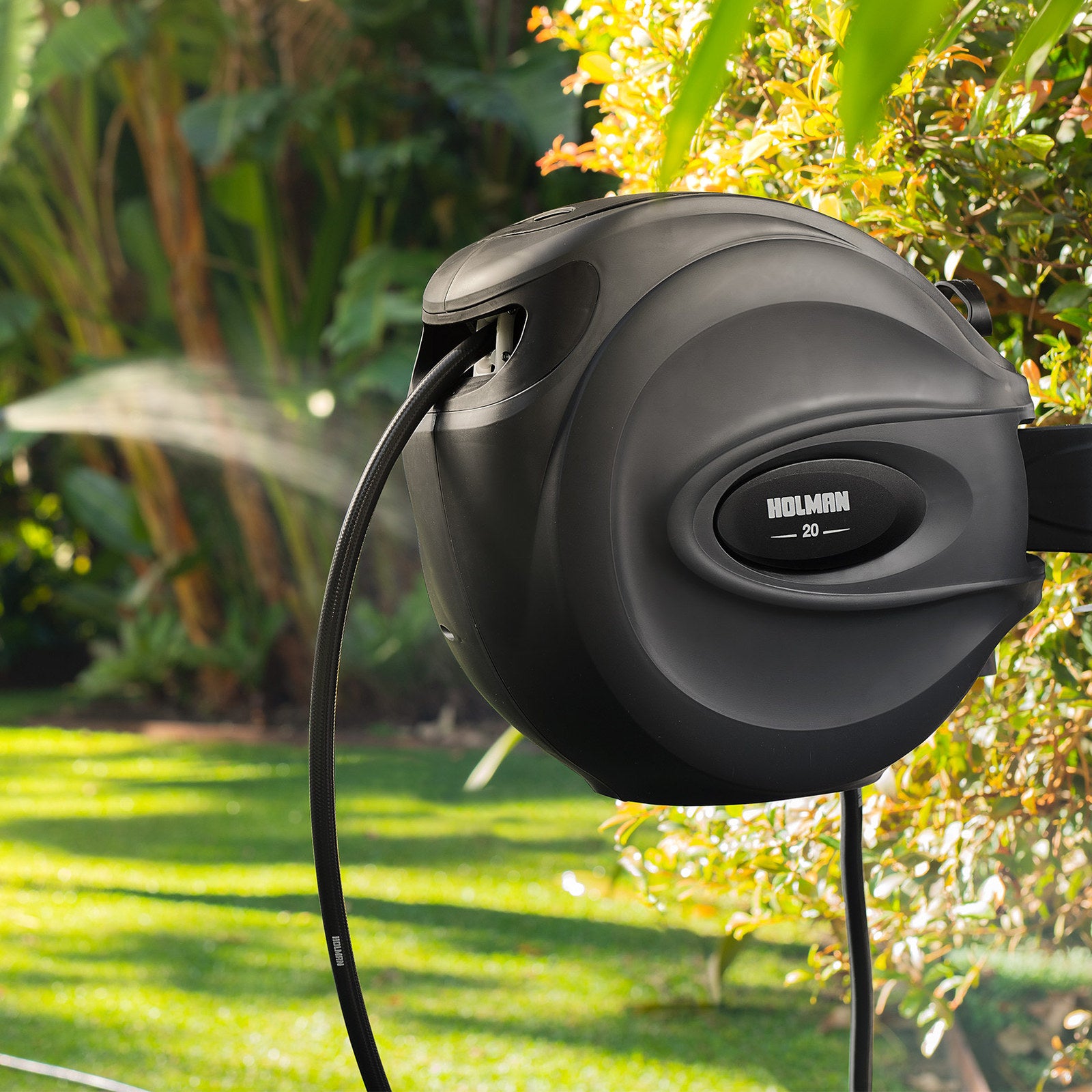 Holman 20m Charcoal Automatic Retractable Wall Mount Hose Reel