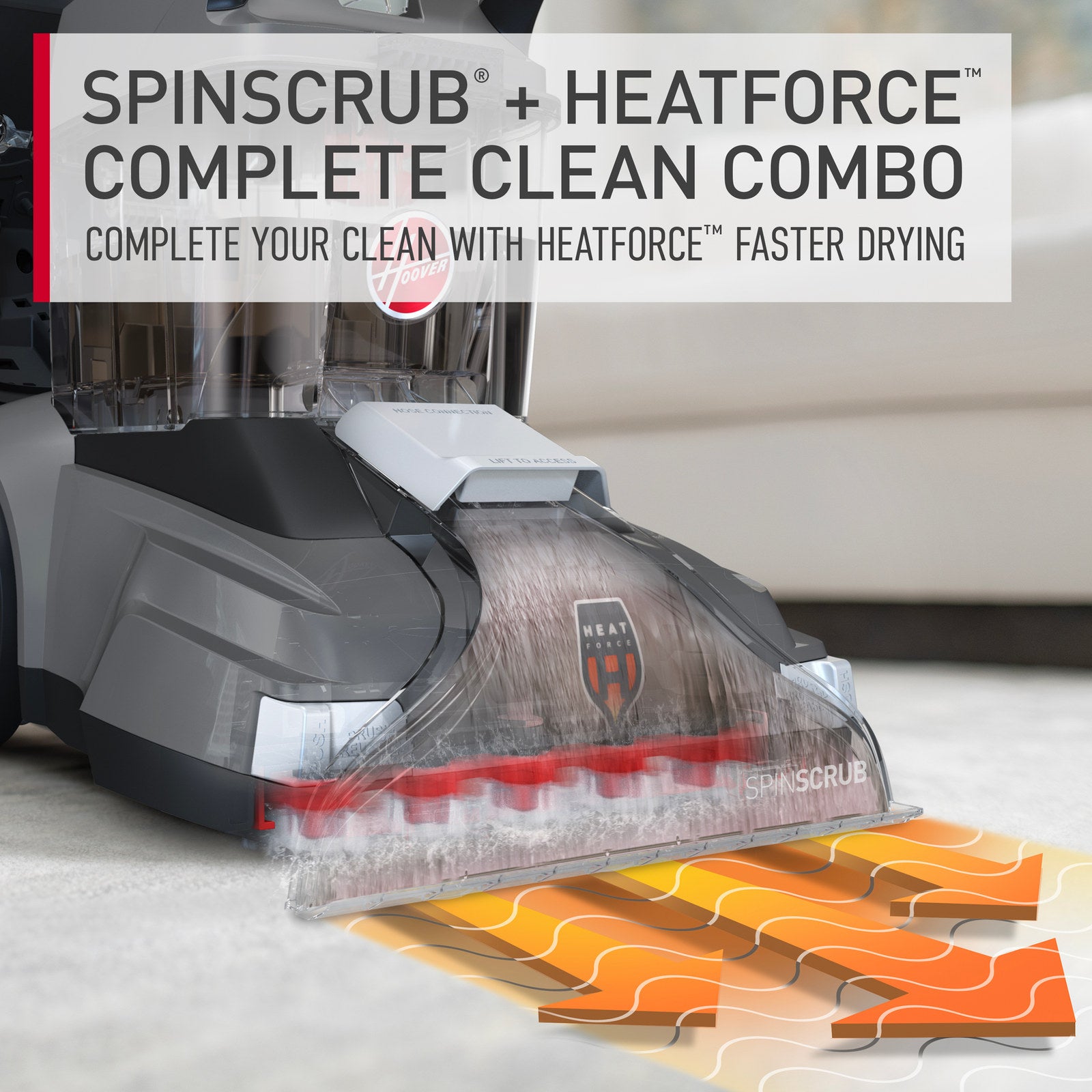 Hoover Power Scrub XL Carpet Washer - 3L Recovery Tank, SpinScrub Brushes