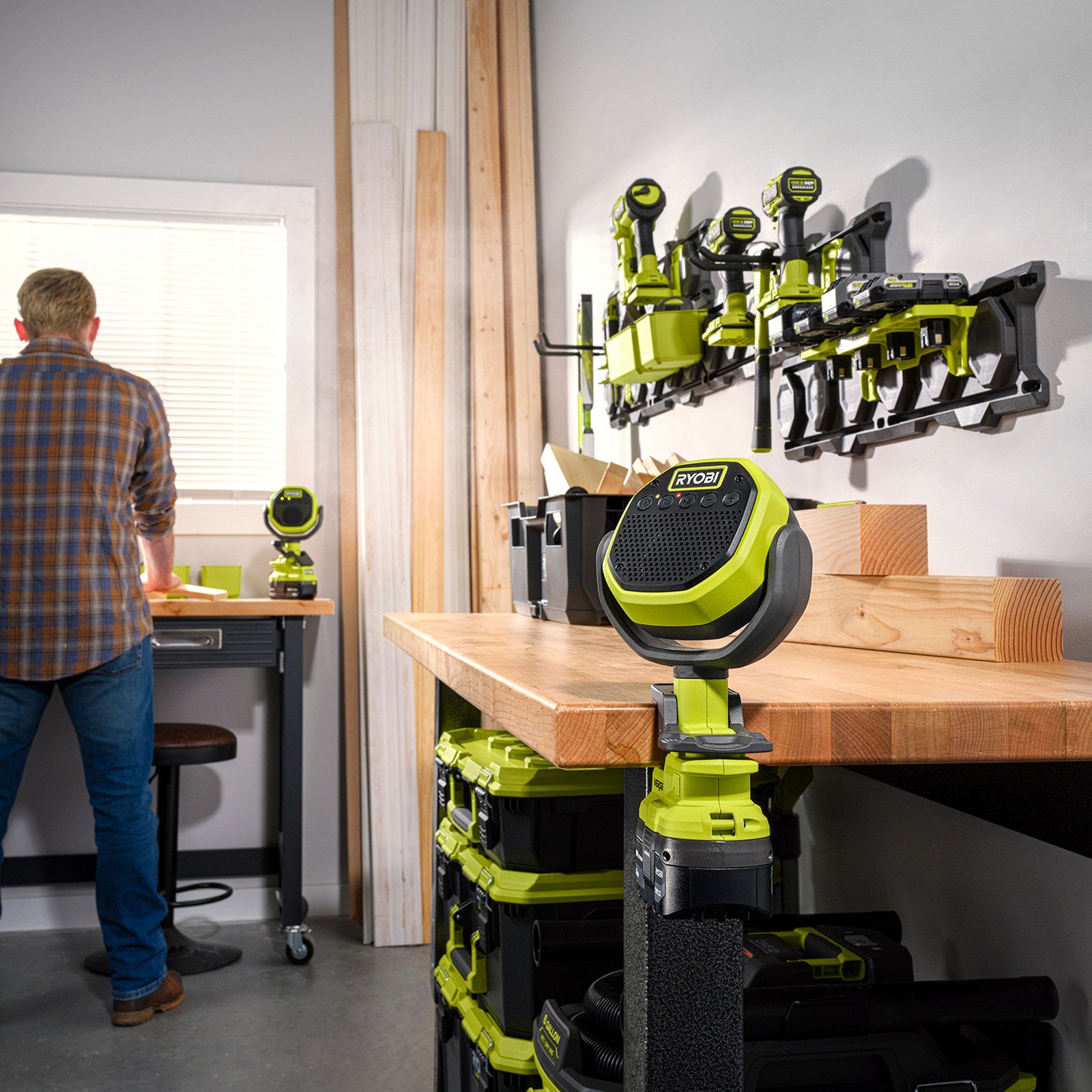 Ryobi ONE+ 18V Clamp Speaker RCLS18 - Bluetooth, Skin Only