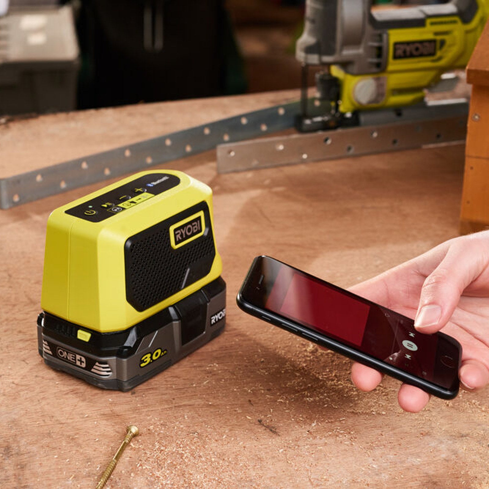 Ryobi ONE+ 18V Compact Bluetooth Speaker RBTM18 - Portable, Skin Only
