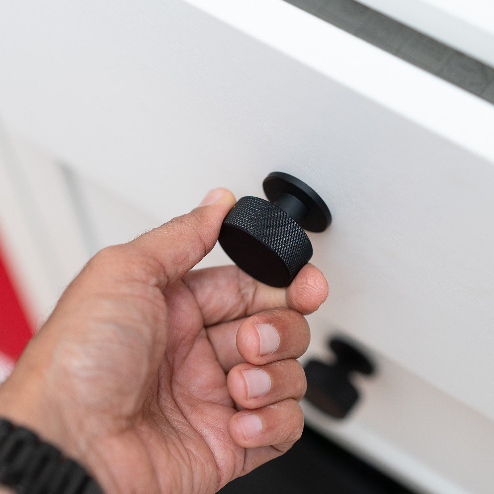 Taskmaster 32.5mm Knurled Matte Black Cabinet Knobs 4 Pack