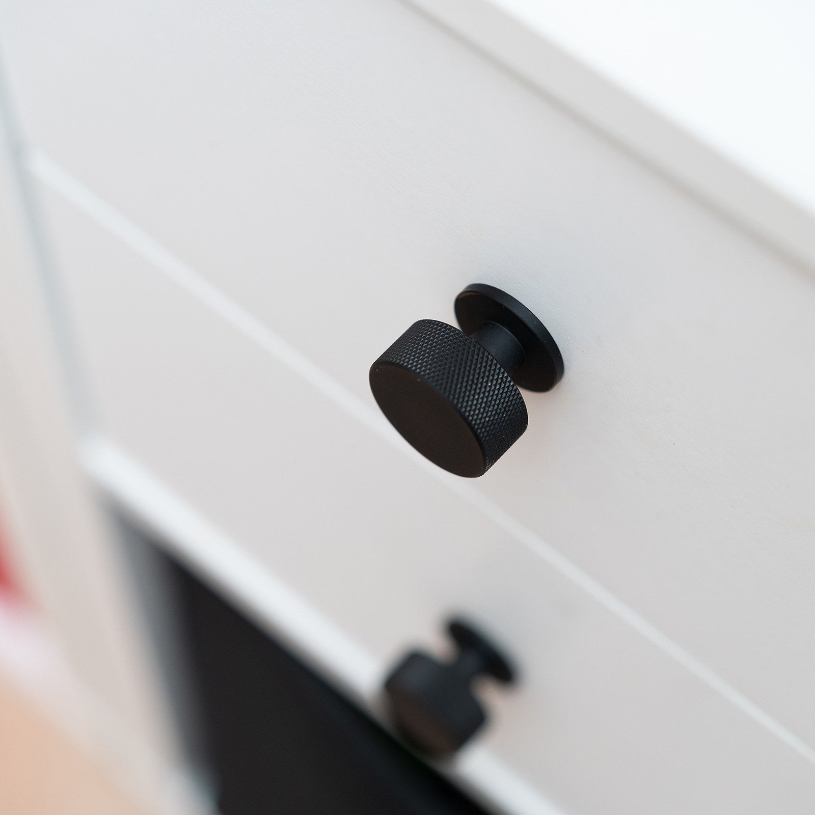Taskmaster 32.5mm Knurled Matte Black Cabinet Knobs 4 Pack