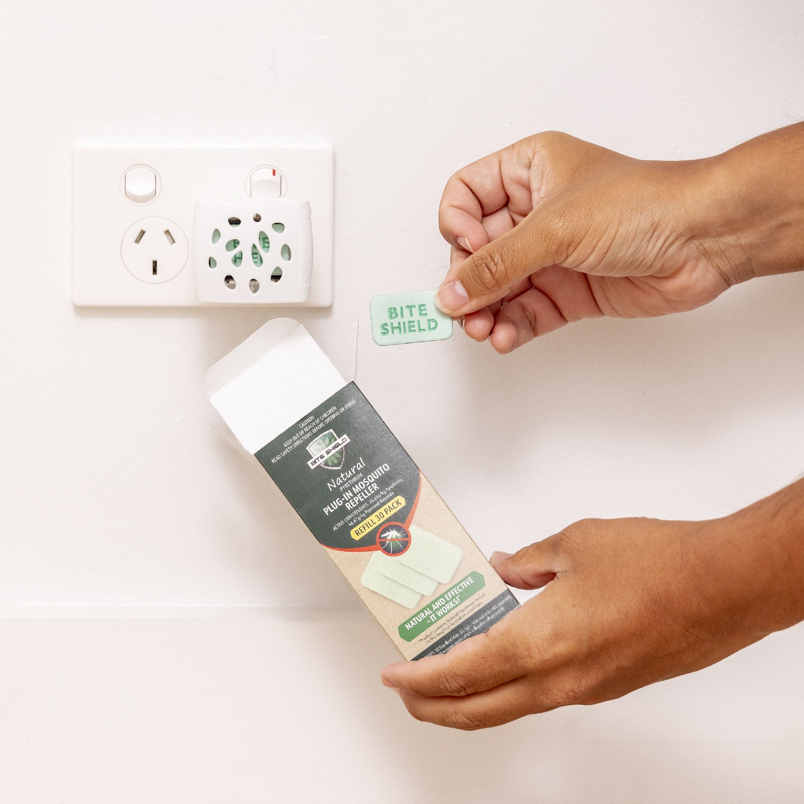 Bite Shield Plug-In Mosquito Repeller Refills, 30 Pack, Green, Indoor, BSH100836
