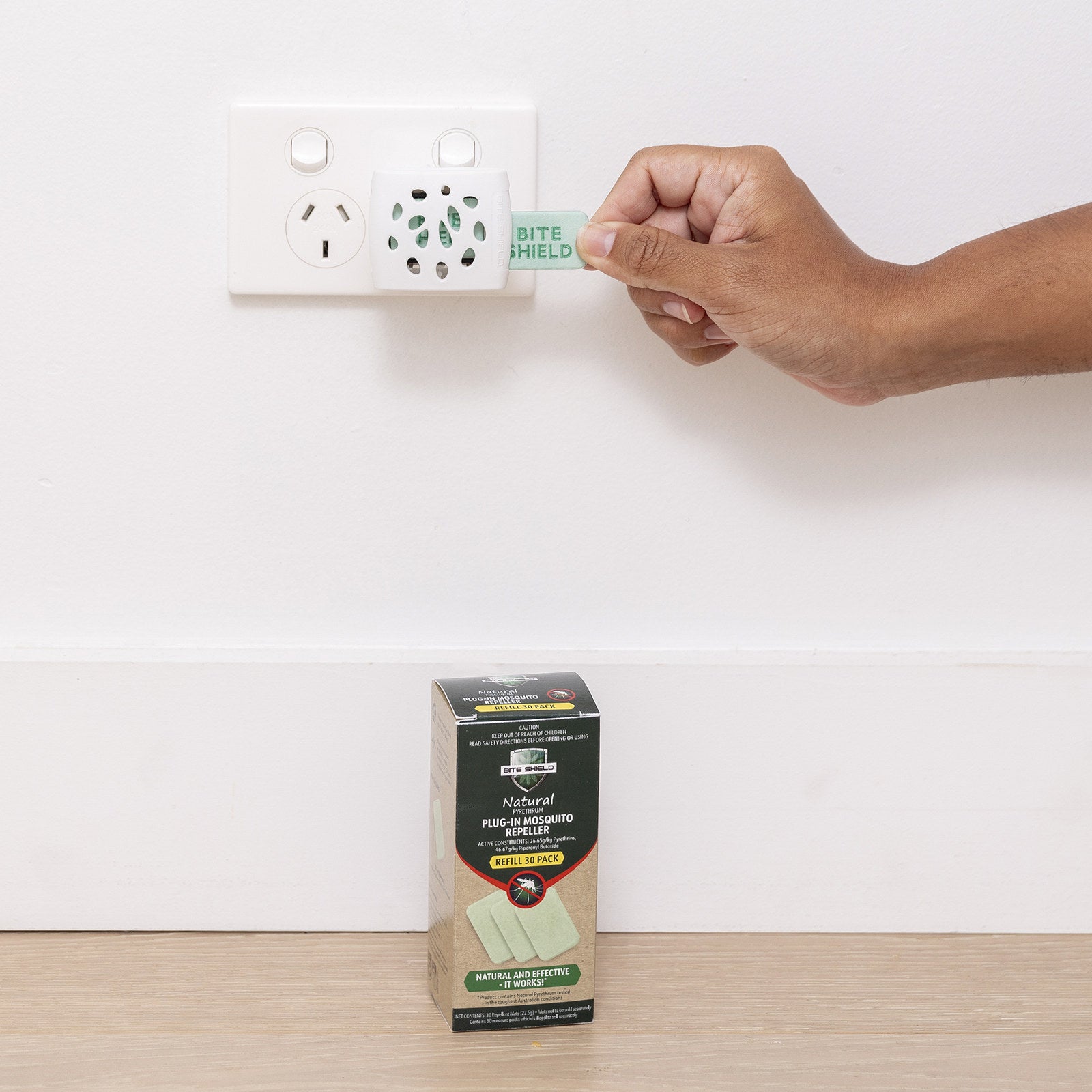 Bite Shield Plug-In Mosquito Repeller Refills, 30 Pack, Green, Indoor, BSH100836