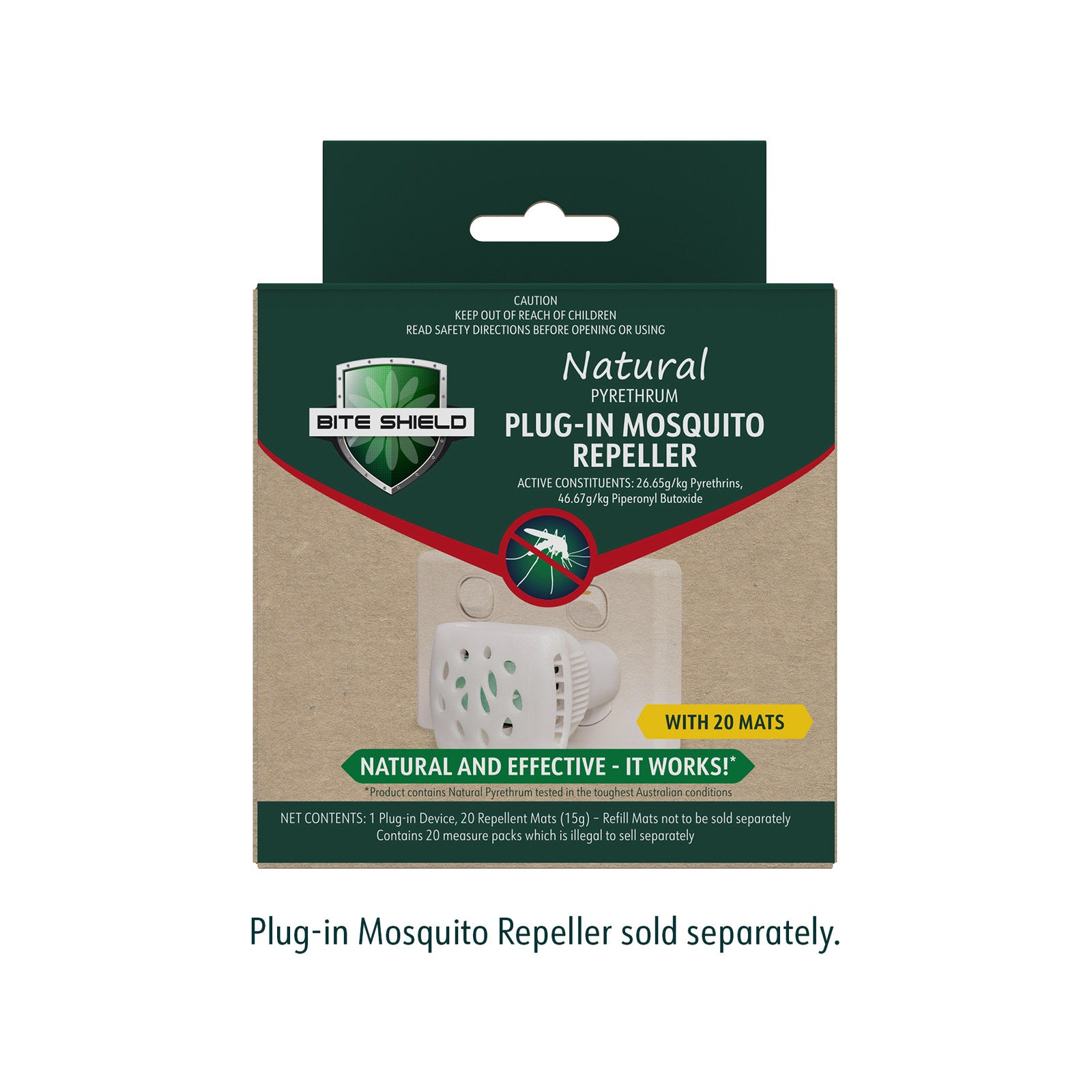 Bite Shield Plug-In Mosquito Repeller Refills, 30 Pack, Green, Indoor, BSH100836