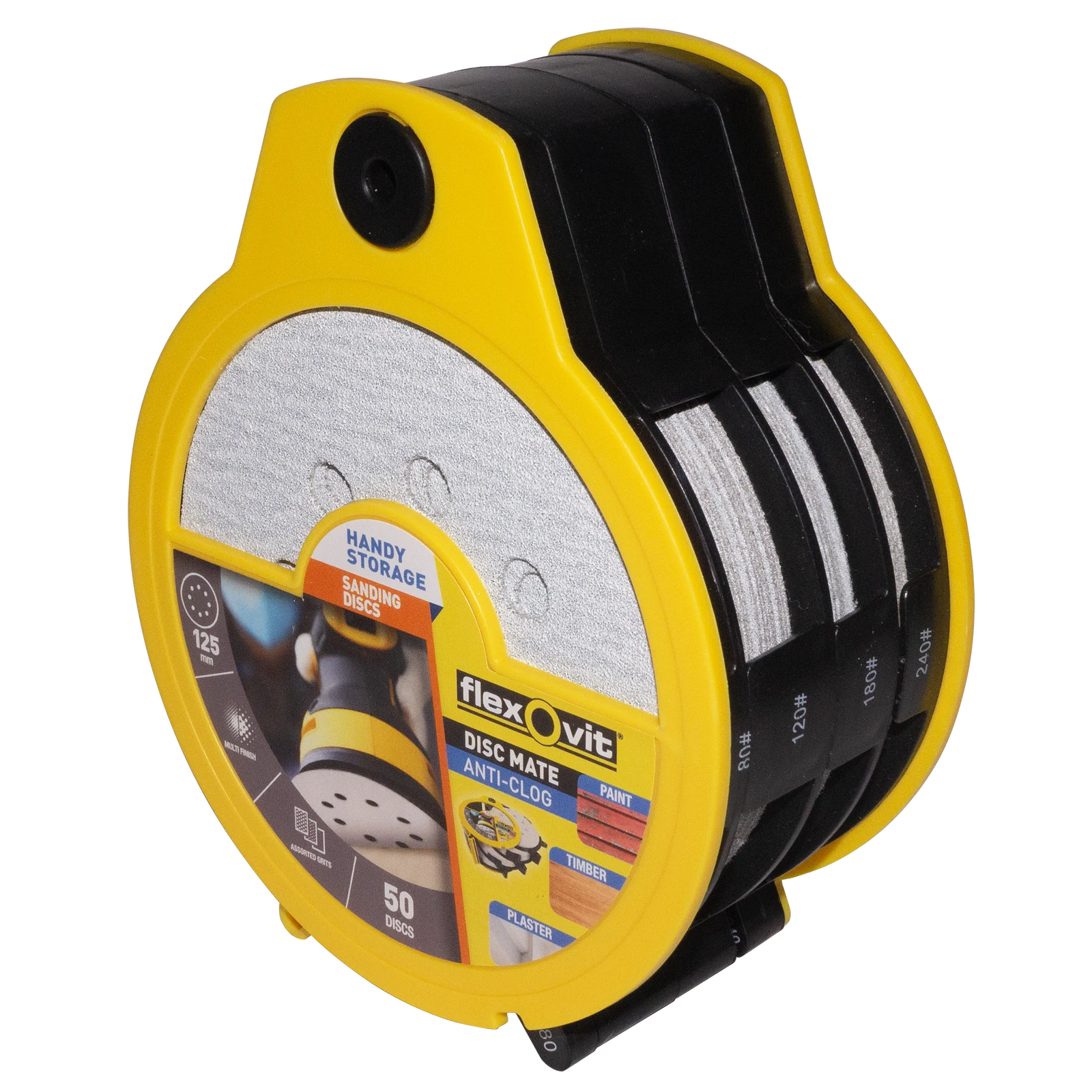 Flexovit 125mm 8 Hole Round Orbital Sandpaper Disc - 50 Pack for 125mm Sanders