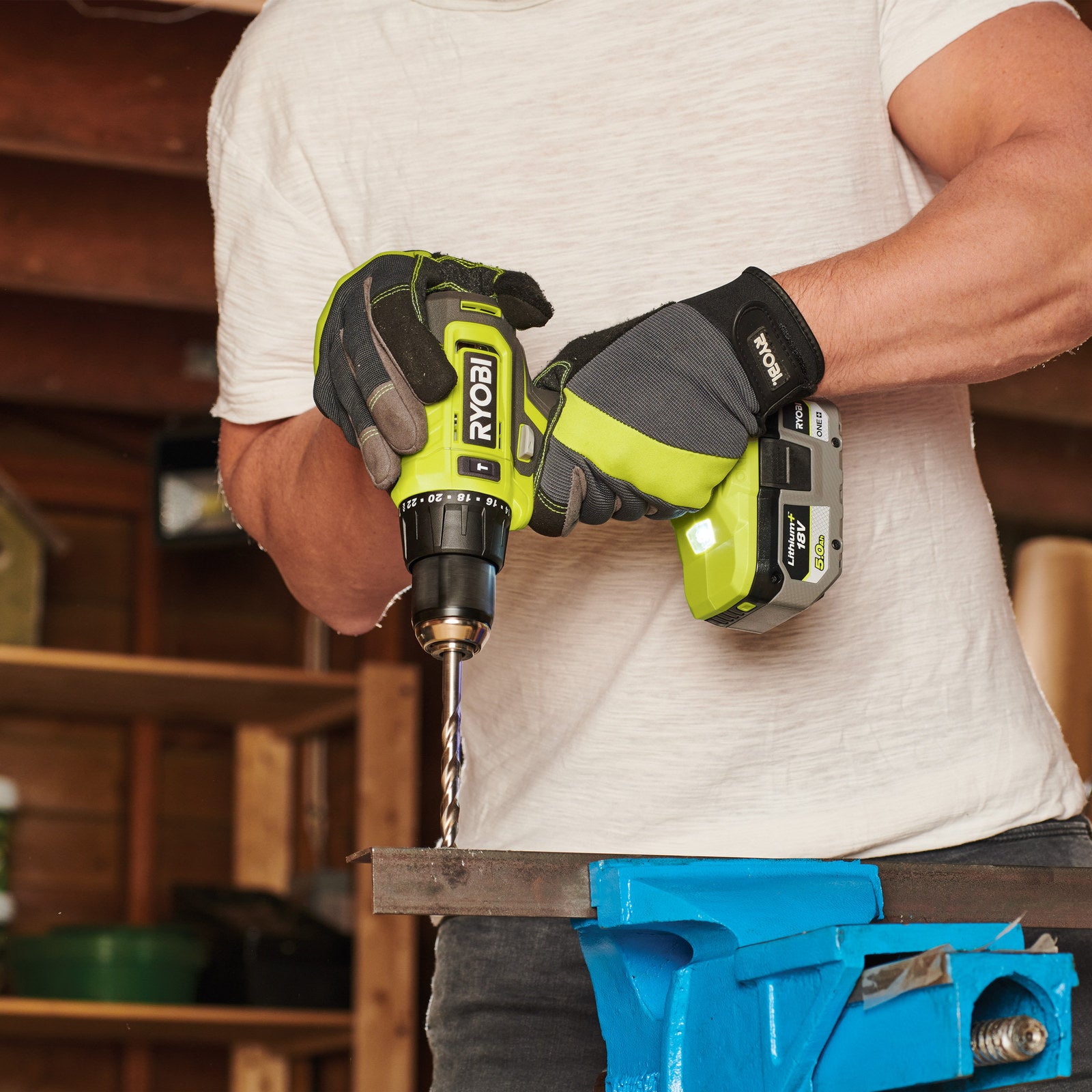 Ryobi 18V ONE+ Cordless Hammer Drill All Rounder Kit with 4Ah Battery & Keyless Chuck R18PD24