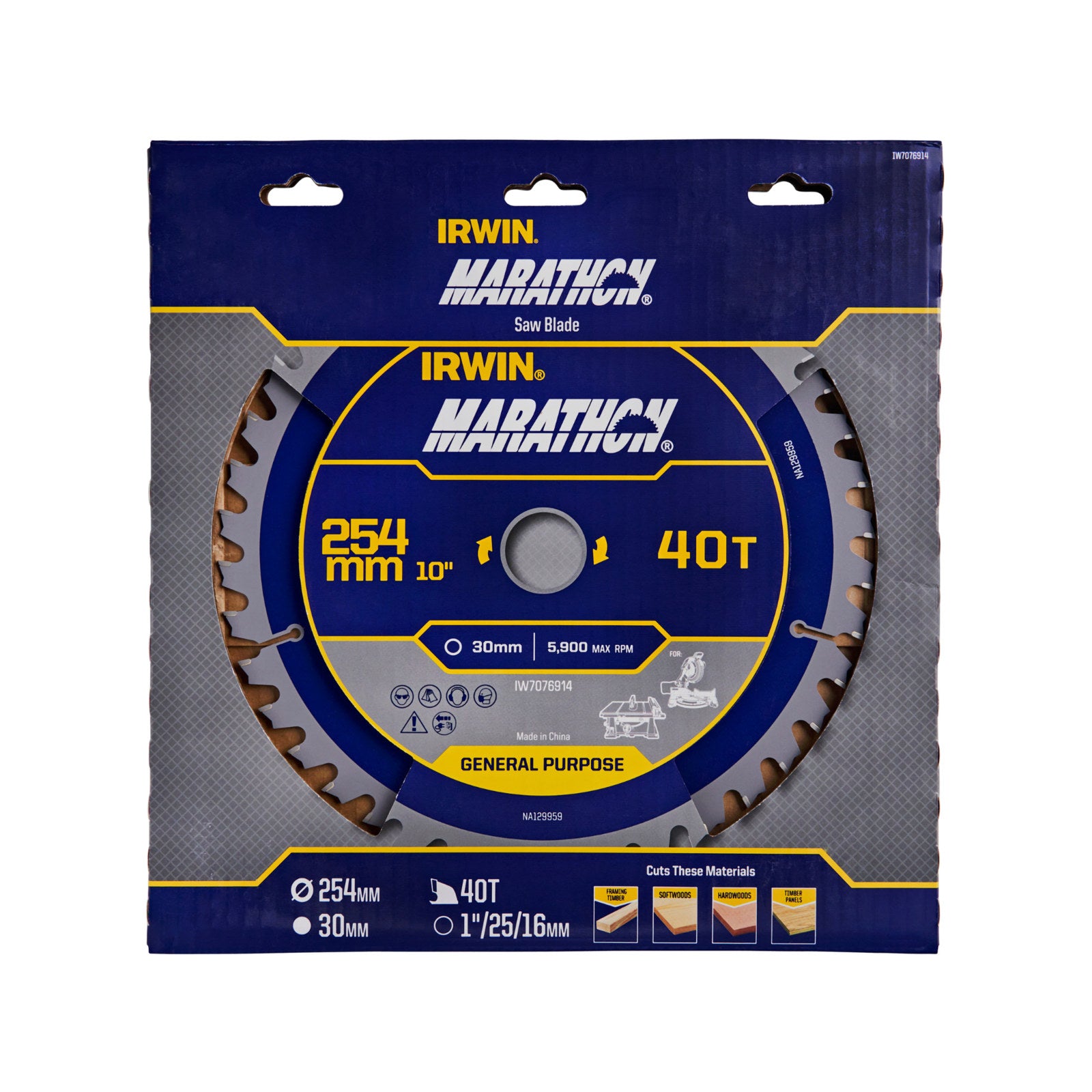 Irwin 254mm 40T Tungsten Carbide Marathon Circular Saw Blade