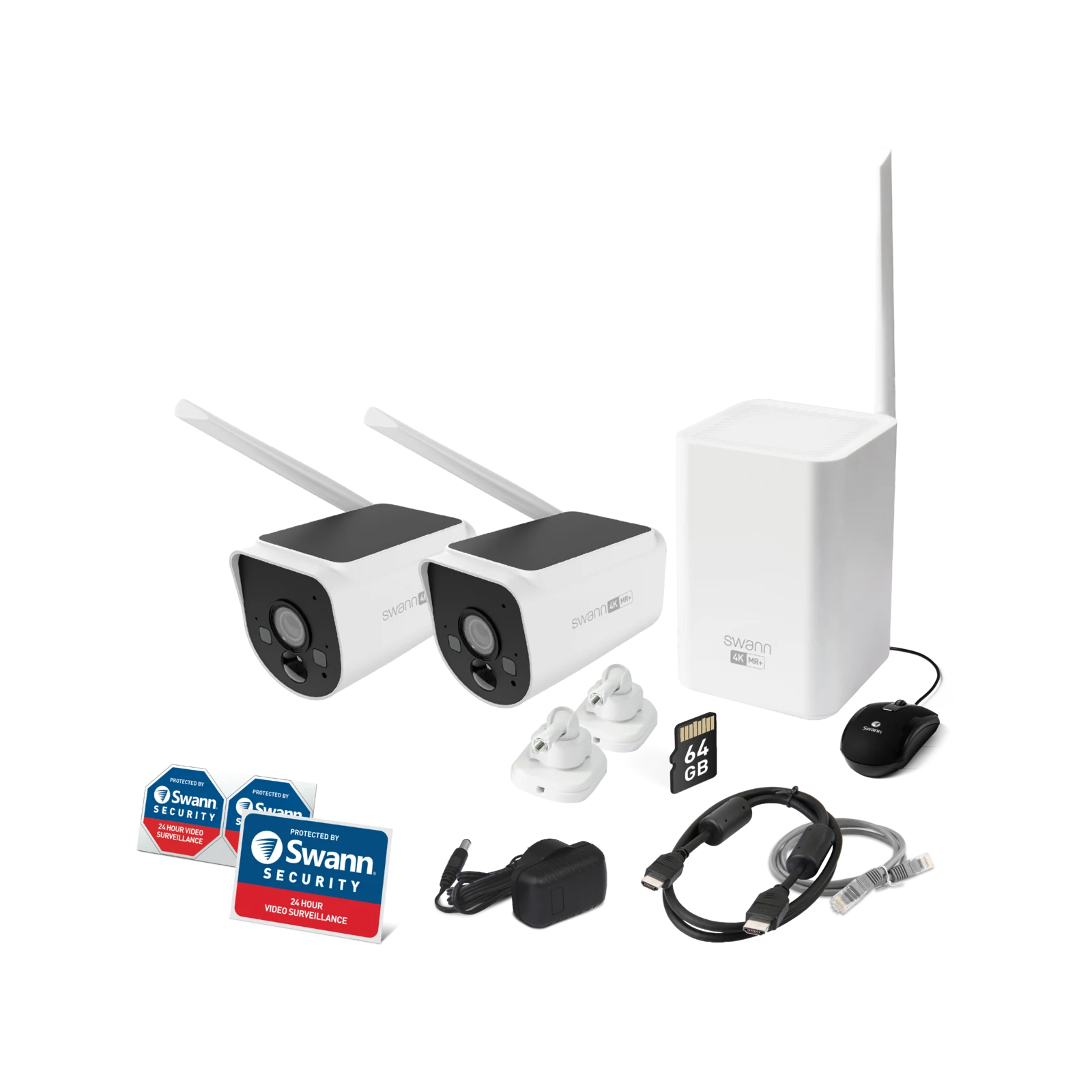 Swann MaxRanger 4K Solar Wireless Security System 2 Pack, 64GB, Night Vision SWNVK-MR4KSD2-AU