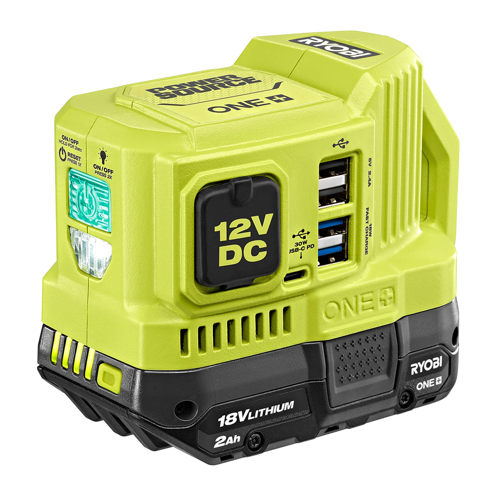 Ryobi 18V 120W ONE+ Battery Power Source R18BT12V with DC & USB Outlets