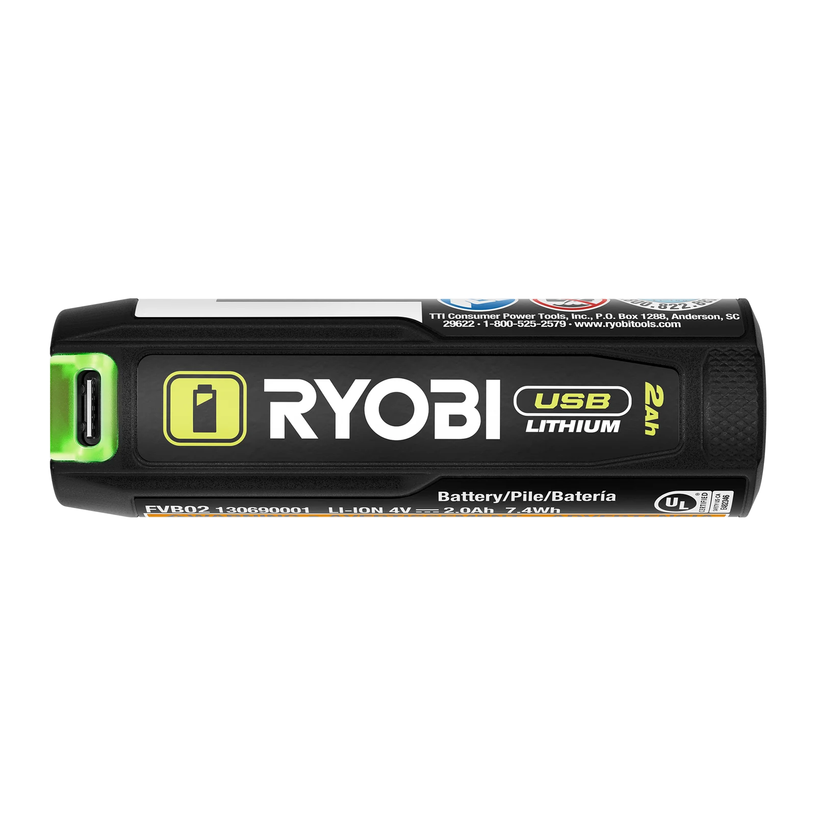Ryobi USB Lithium 2Ah Battery and Power Bank RB4L20 with LED Charge Gauge