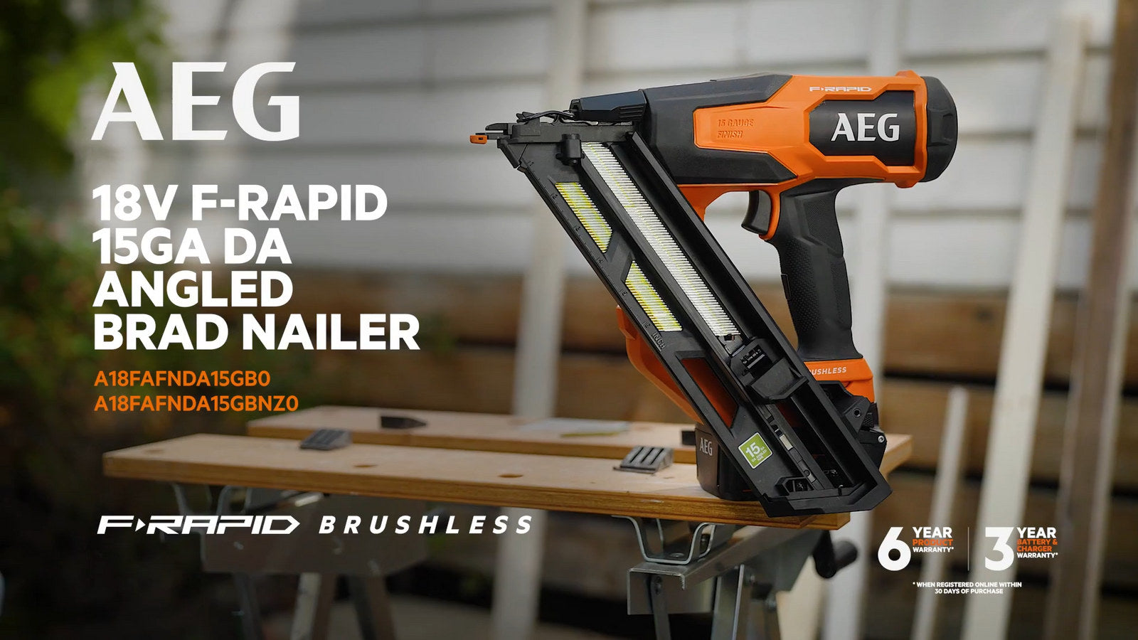 AEG 18V F-RAPID 15GA DA Angled Brad Nailer A18FAFNDA15GB0 - Skin Only