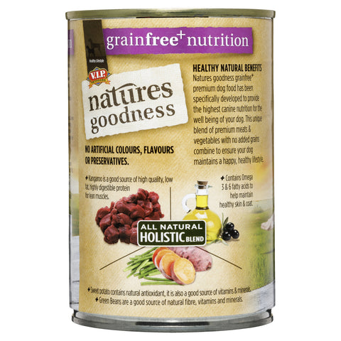 Natures Goodness Kangaroo with Sweet Potato & Green Beans Grain Free Adult Wet Dog Food 400g 12 Pack