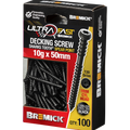 Bremick 10G x 50mm Black Stainless Steel 304 T20 Trim Head Decking Screws - 100 Pack
