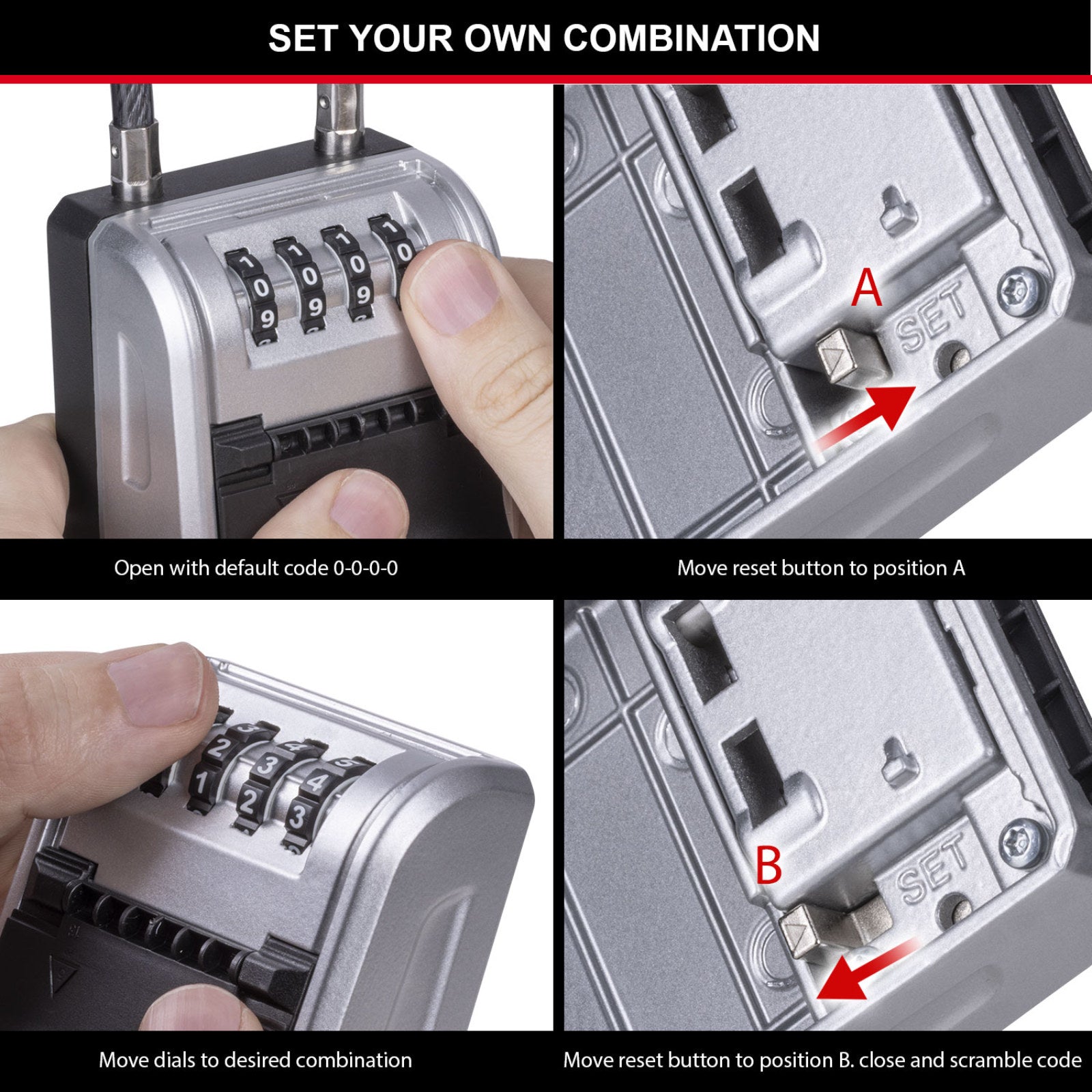 Master Lock Cable Next Gen Portable Key Safe - Steel Combination Lock Box for 10 Keys