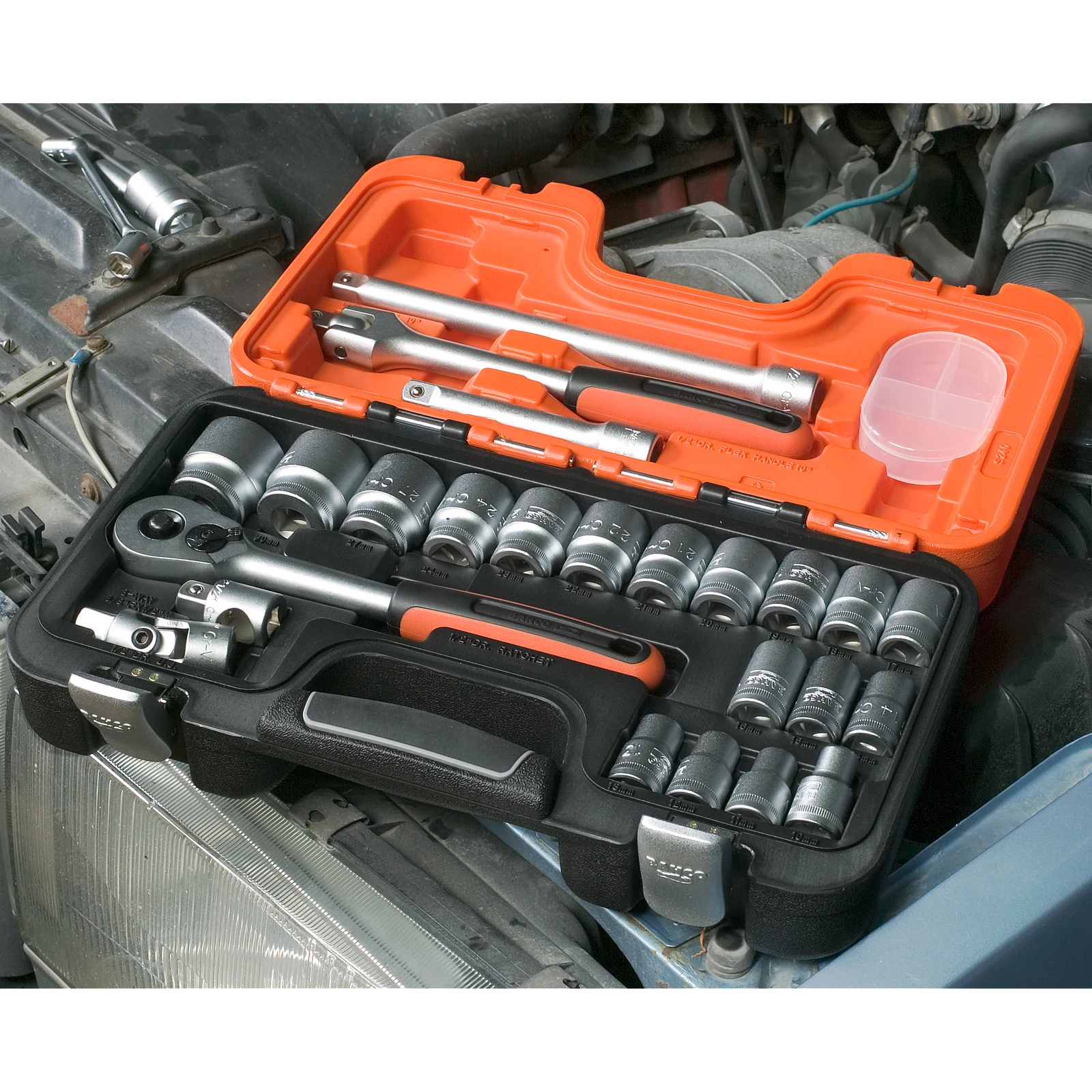 Bahco 1/2" Square Drive Metric Socket Set with Ratchet & Hex Profile