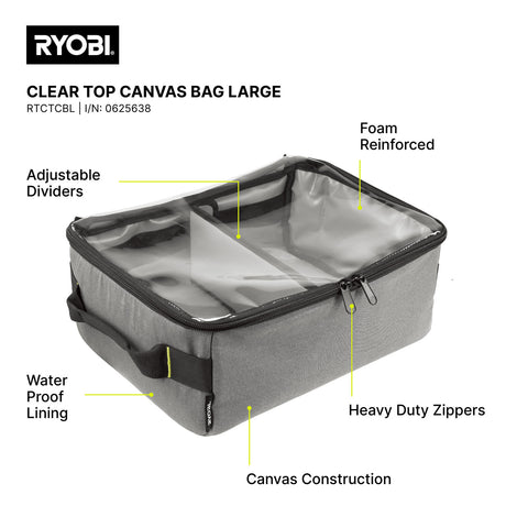 Ryobi Traxx Large Clear Top Canvas Tool Bag