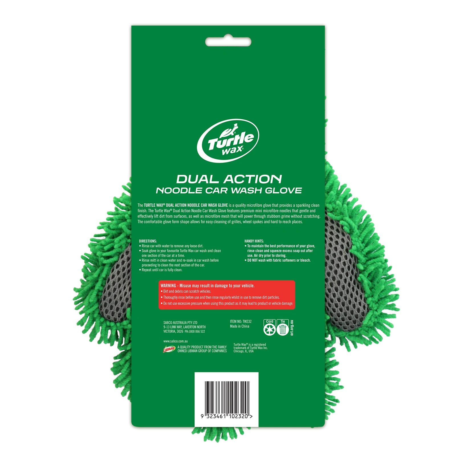 Turtle Wax Dual Action Noodle Microfibre Car Wash Glove