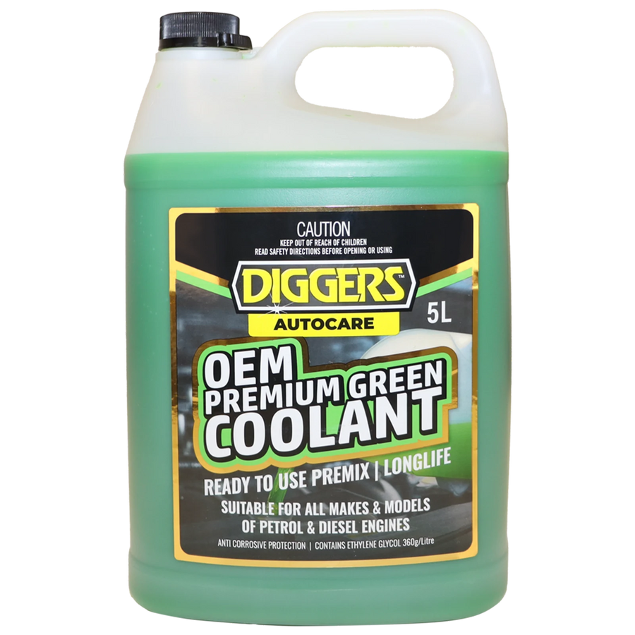 Diggers Premium Green Coolant 5L OEM Pre-Mixed Ready to Use