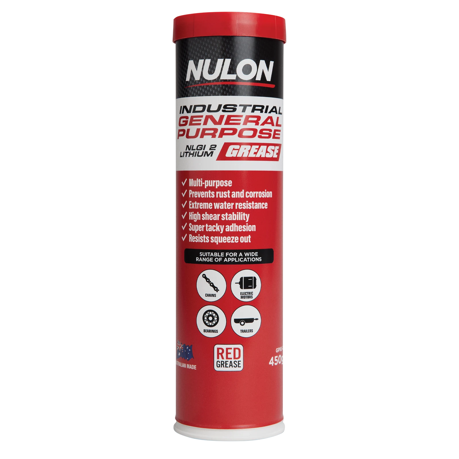 Nulon Industrial General Purpose Grease 450gm NLGI 2 Lithium Red