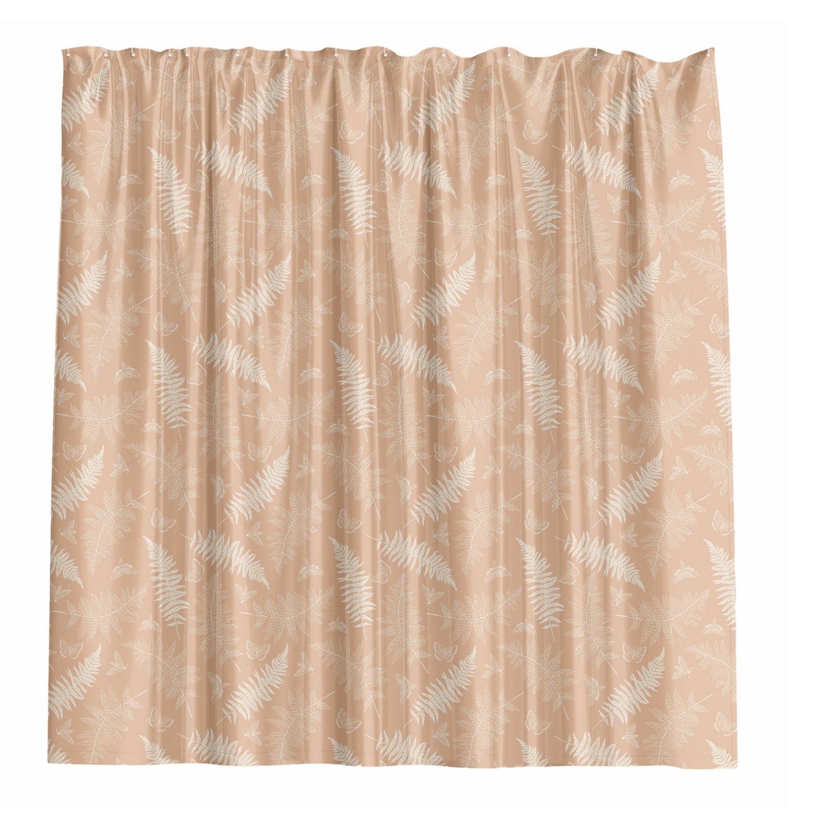 Barelli Long Drop Ferns Amberlight Polyester Shower Curtain 210 x 180cm 12 Rings
