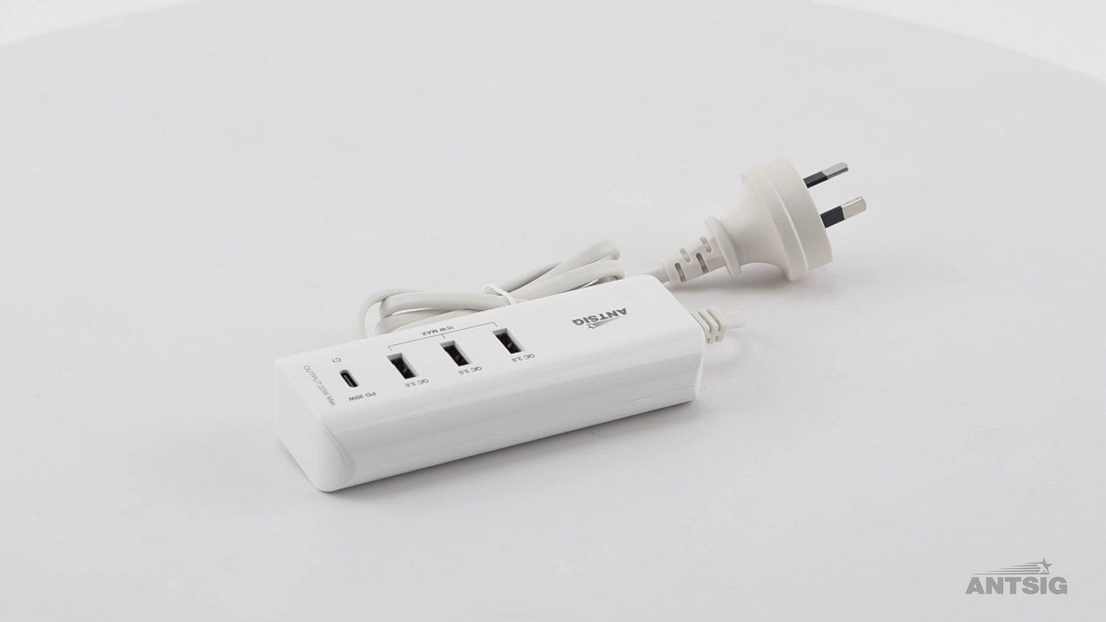 Antsig 20W Compact USB Charger - 3x QC 3.0 USB-A + USB-C PD, Travel Size AP3032B