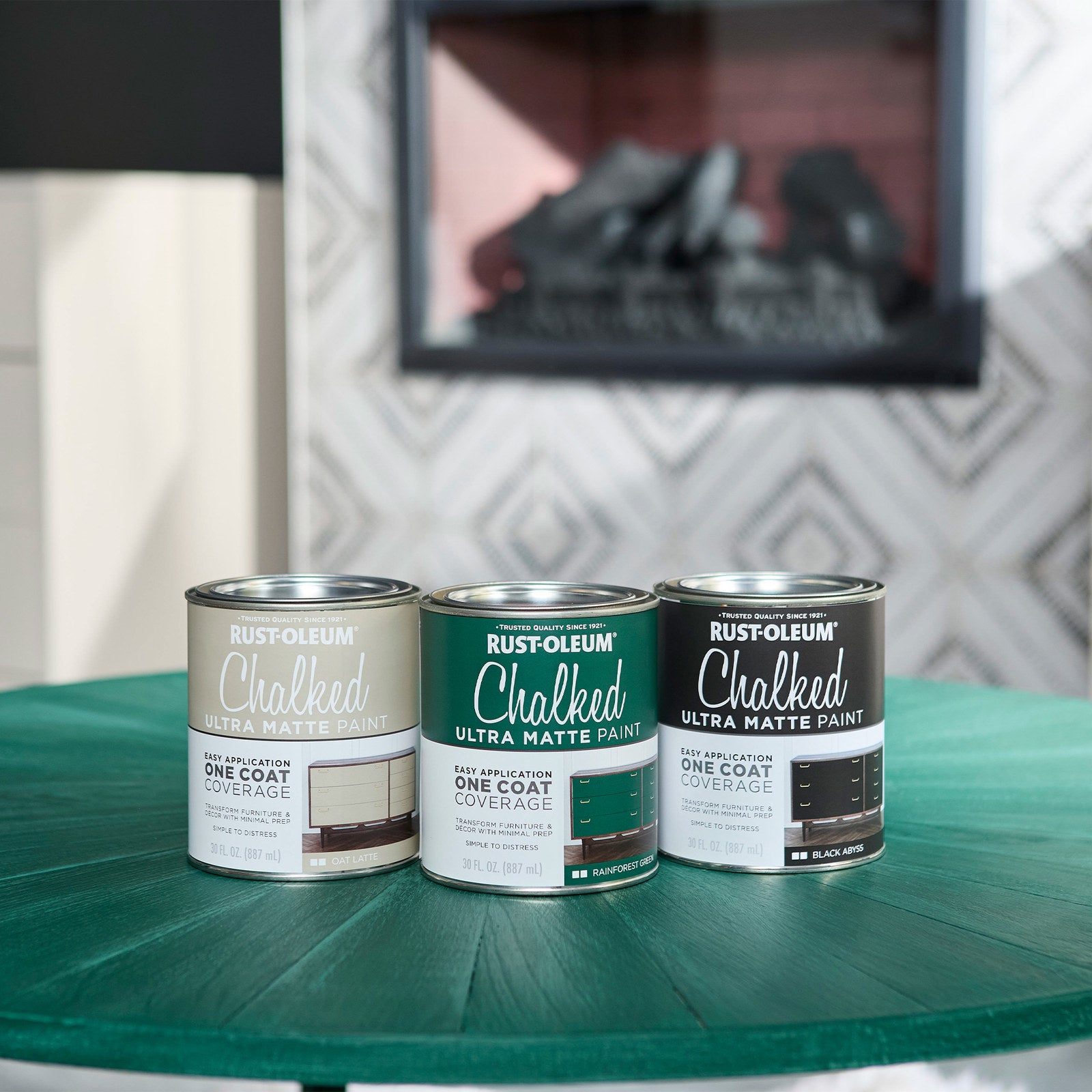 Rust-Oleum 887ml Rainforest Green Ultra Matte Chalked Paint, Splatter Resistant Indoor