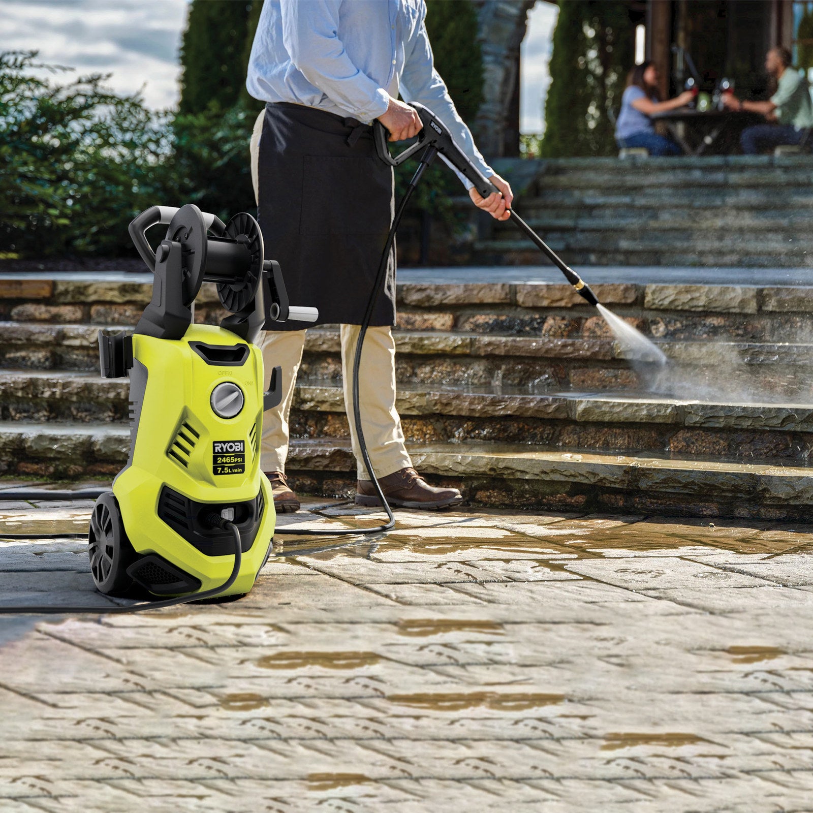 Ryobi 2465 PSI High Pressure Washer 7L/min with Integrated Wheels